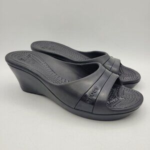 Crocs Sassari Women's Size 9 Wedge Slide Sandals Black